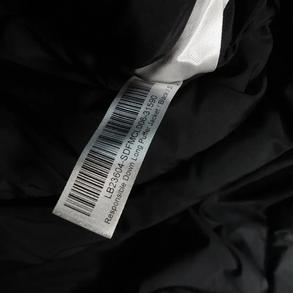 EUC Quince Women's Small Responsible Down Long Puffer Jacket Hooded Black Preppy
